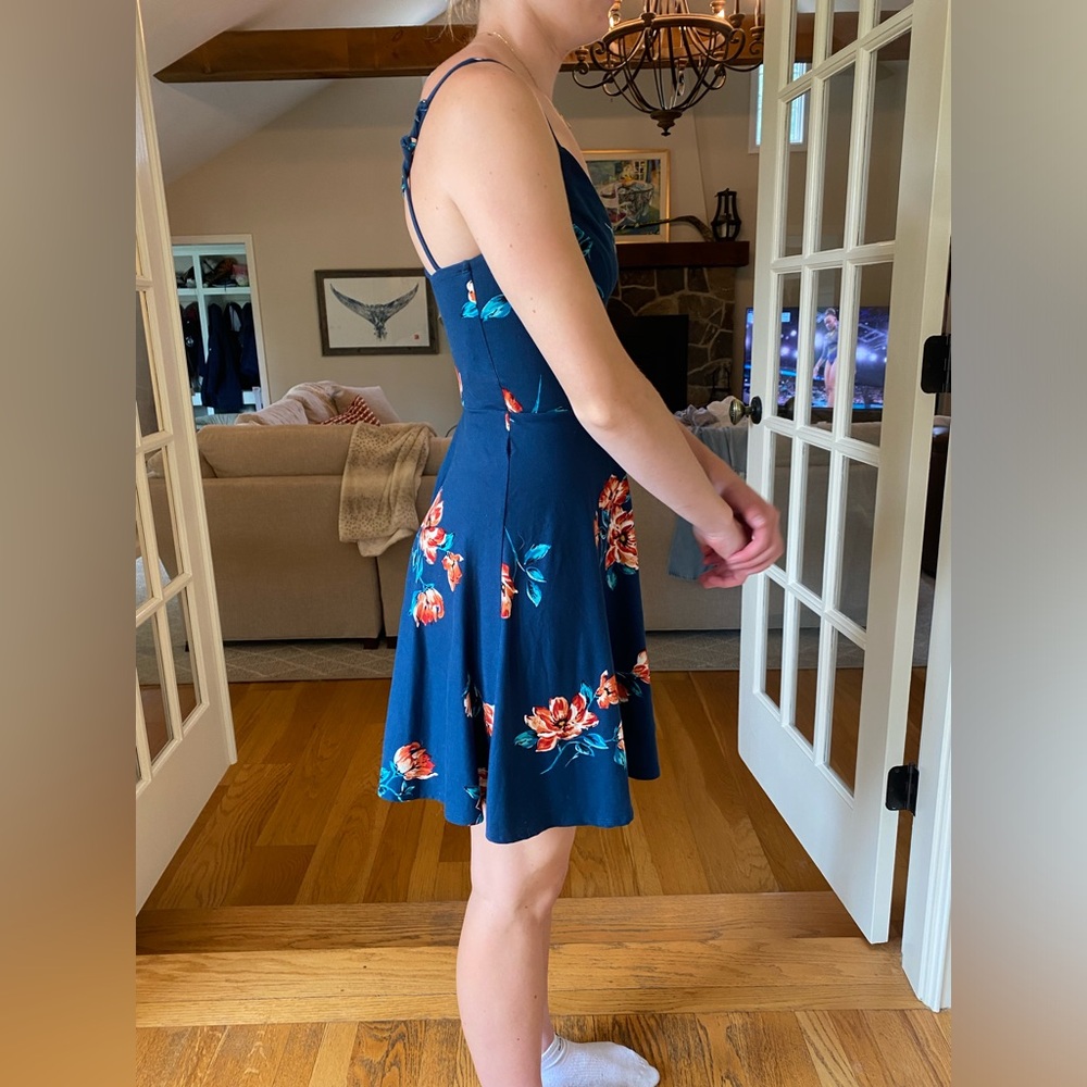 Nine Britton short floral sundress, navy and red/orange - Picture 2 of 3